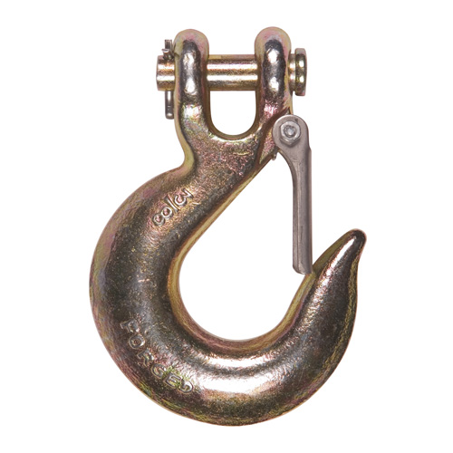 Clevis Slip Hooks with latch (Gr. 70, gold chromate, forged alloy steel quenched and tempered)