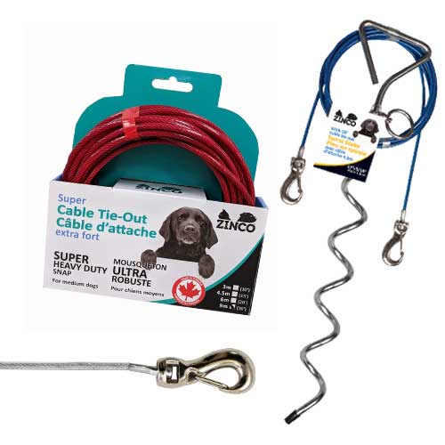 Ben-Mor Zinco Strong Tie-Out Cable 360 Degree Rotating Double Swivel Connector for Dogs 